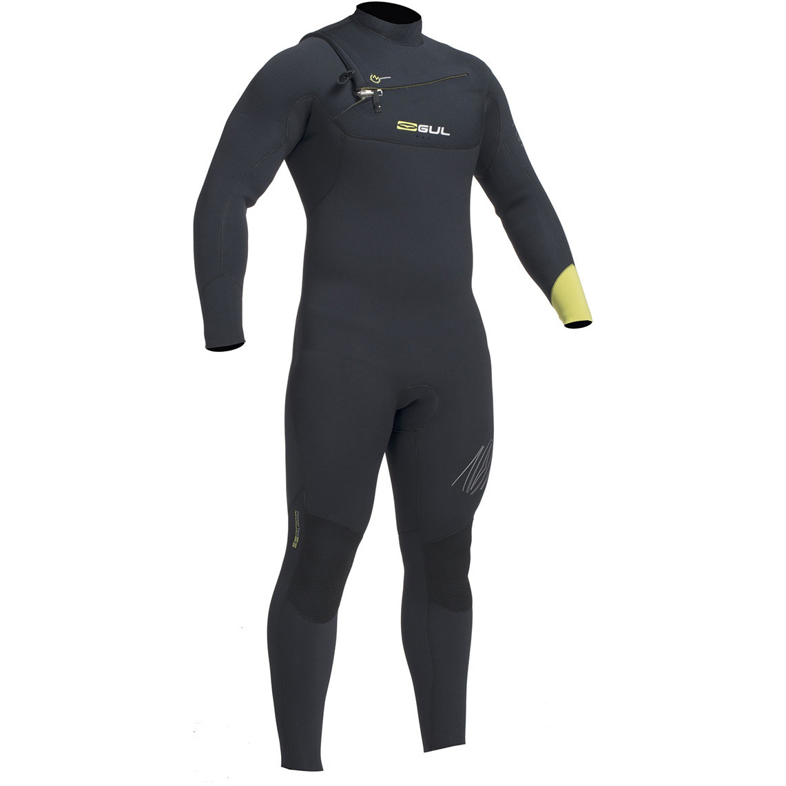 2020 Gul Response Fx 5/4mm Chest Zip Gbs Traje De Neopreno Negro / Lima Re1242-b1