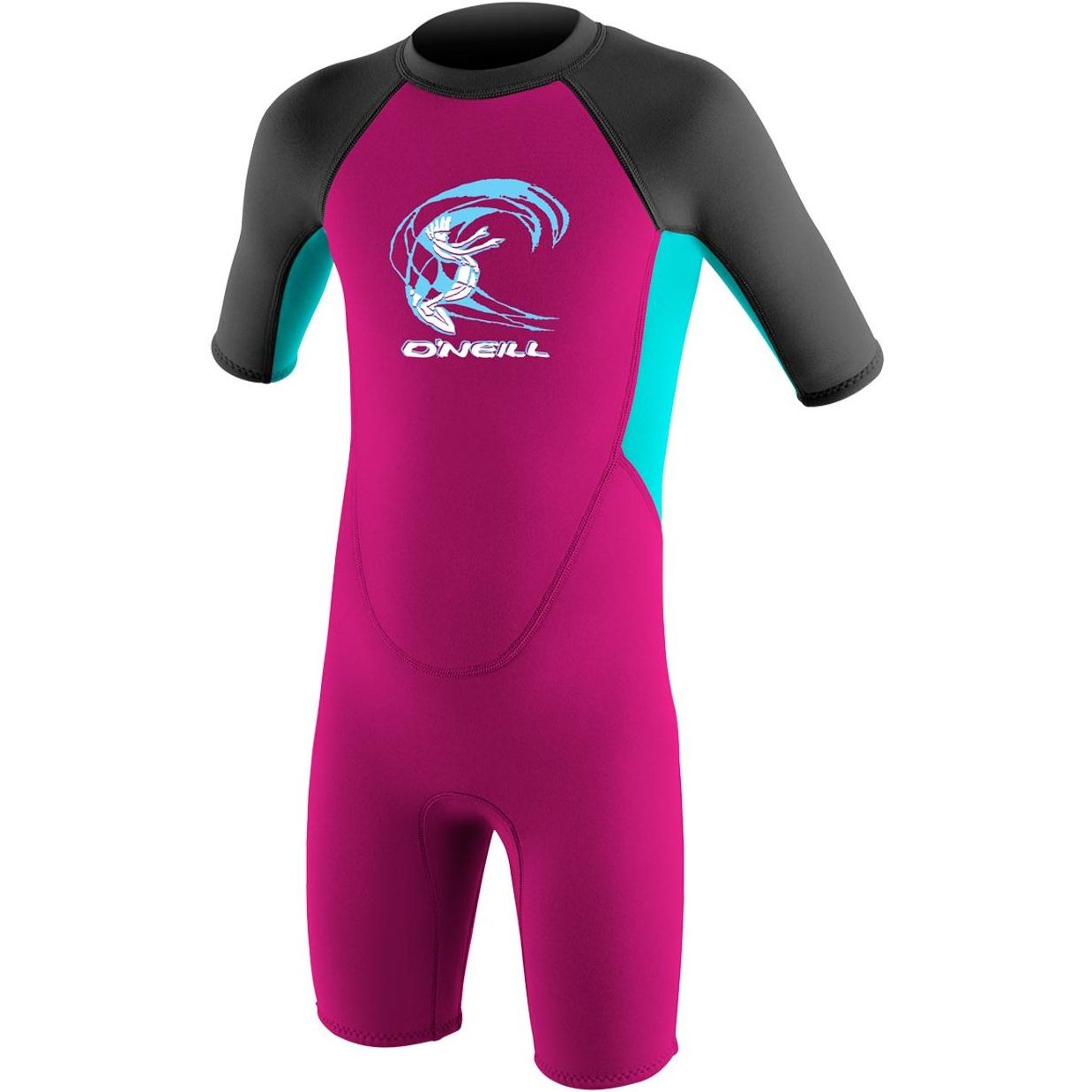 2026 O'Neill Infantes Reactor 2mm Back Zip Shorty Neopreno 4867G - Berry / Aqua / Graphite