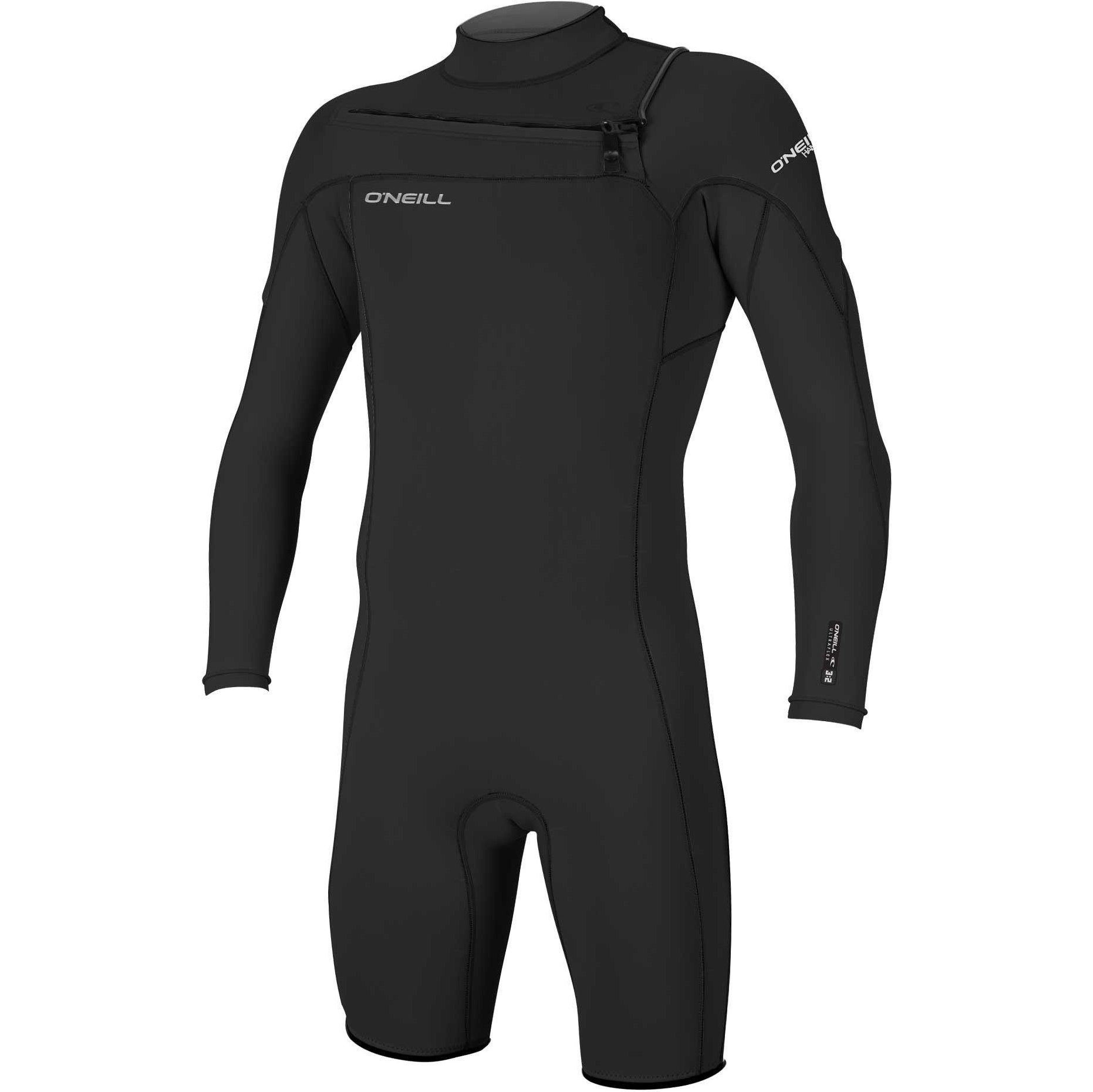 2026 O'Neill Hombres Hammer 2mm Manga Larga Chest Zip Shorty Neopreno 4928 - Black