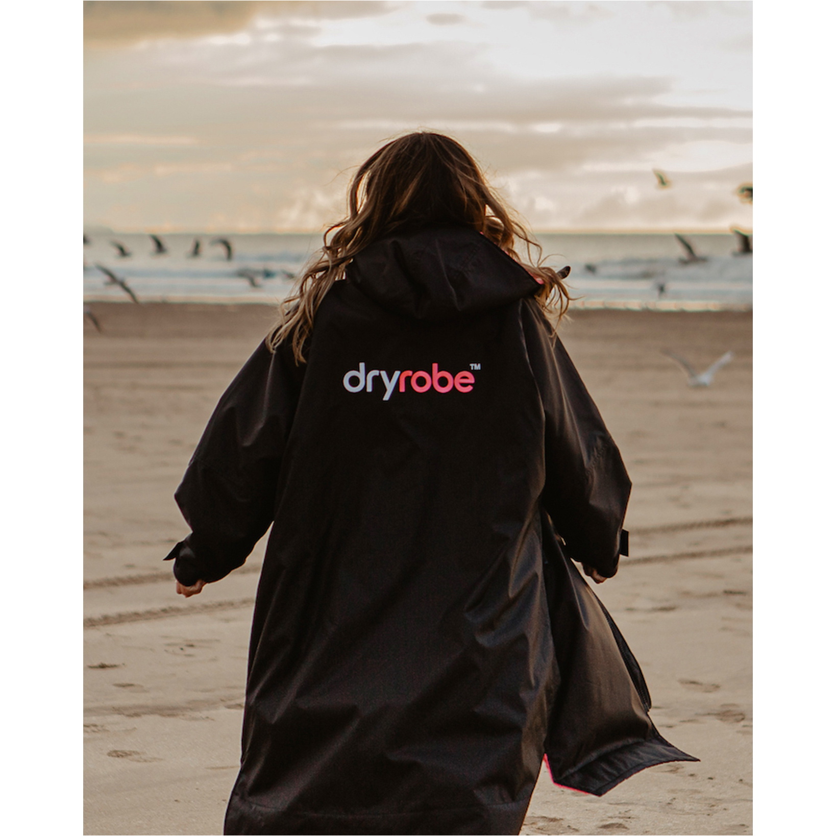 2026 Dryrobe Advance Albornoz De Manga Larga DALSV3 - Black / Rosa