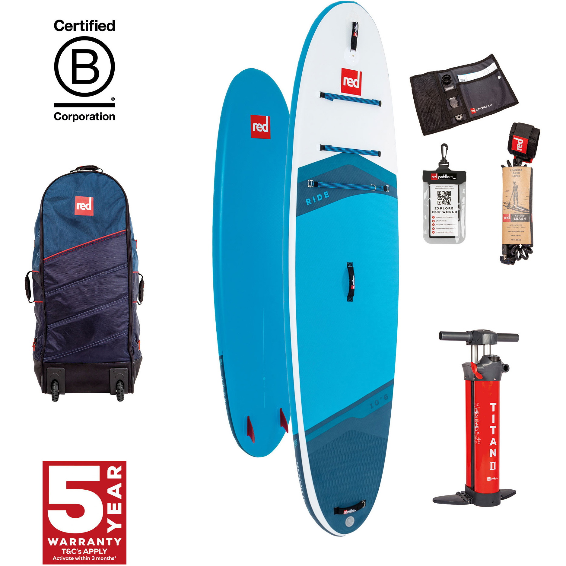 2026 Red Paddle Co 10'6'' Ride MSL Stand Up Paddle Board , Bolsa Y Bomba 001-001-001-0098 - Blue