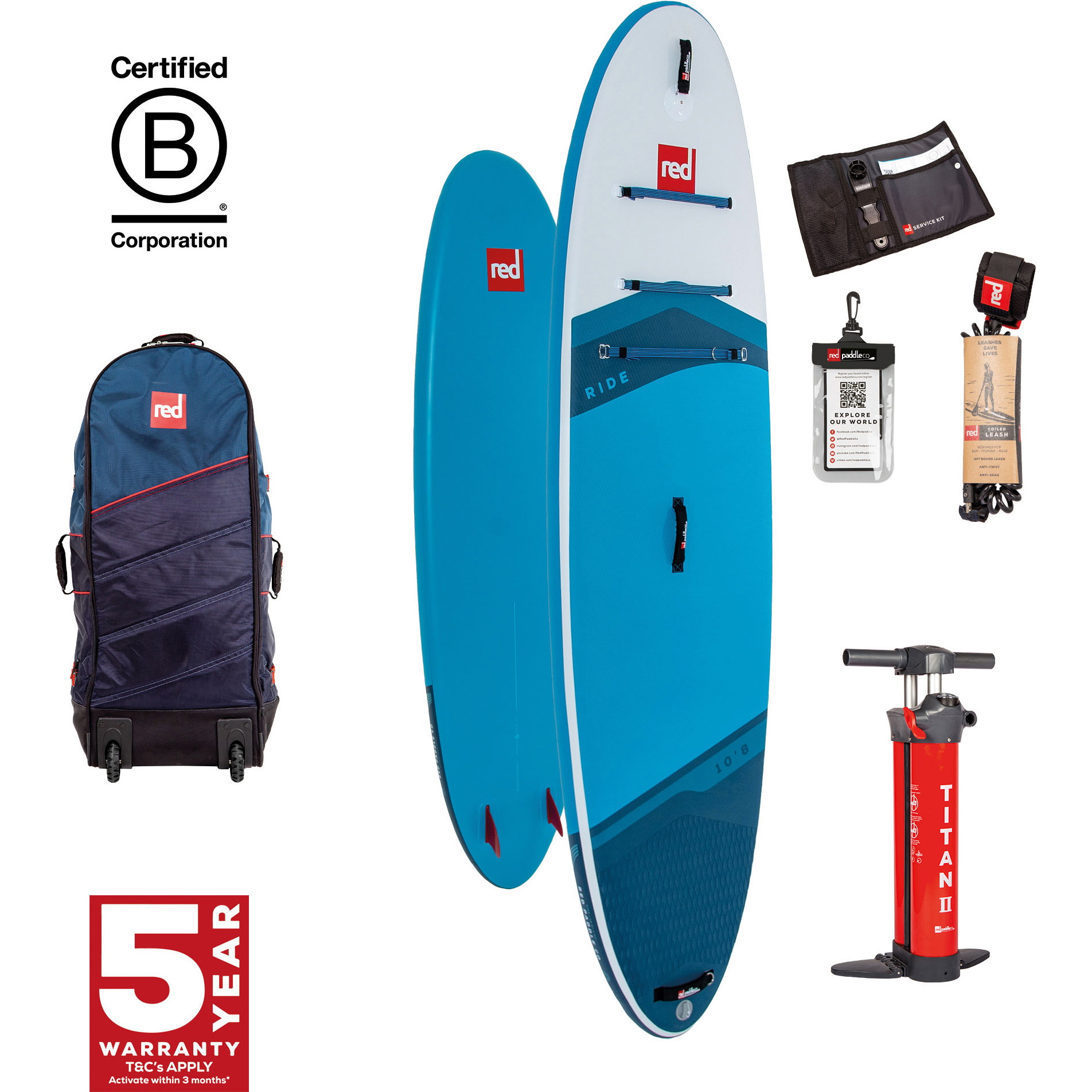 2026 Red Paddle Co 10'8'' Ride MSL Stand Up Paddle Board , Bolsa Y Bomba 001-001-001-0101 - Blue