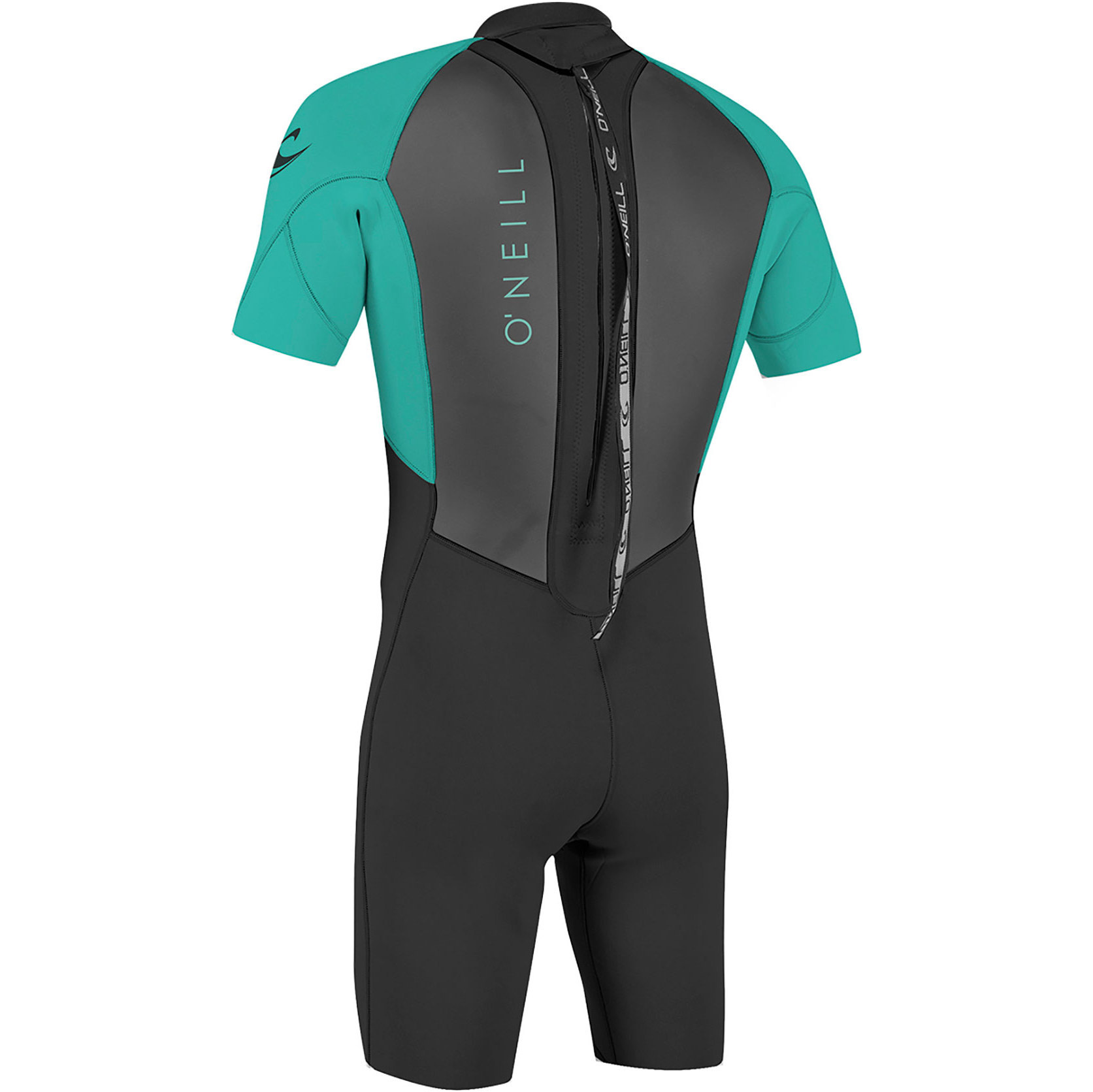 2025 O'Neill Youth Reactor II 2mm Back Zip Shorty Neopreno 5045 - Black / Aqua