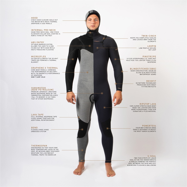 2026 Gul Mens Viper 6/5/4mm Yamamoto Hooded Chest Zip Wetsuit VR1225 - Black