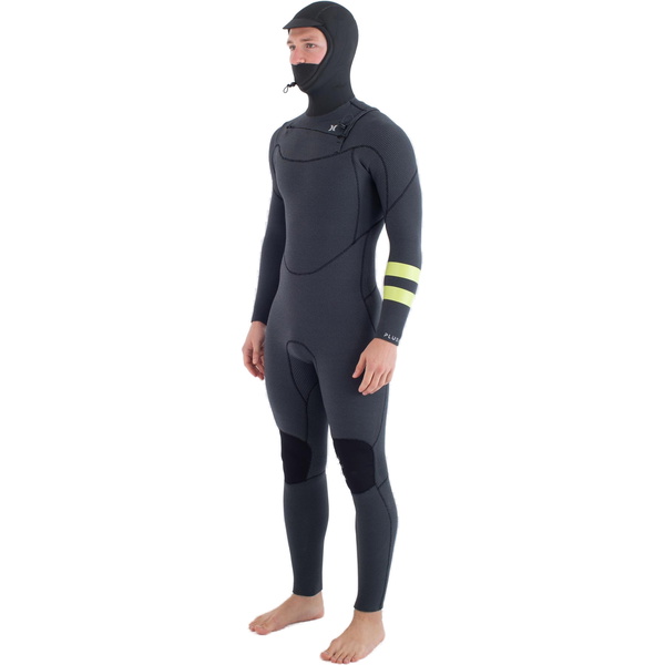 2025 Hurley Hombres Plus 5/3mm Con Capucha Chest Zip Neopreno MFS0012543 - Black / Lemon