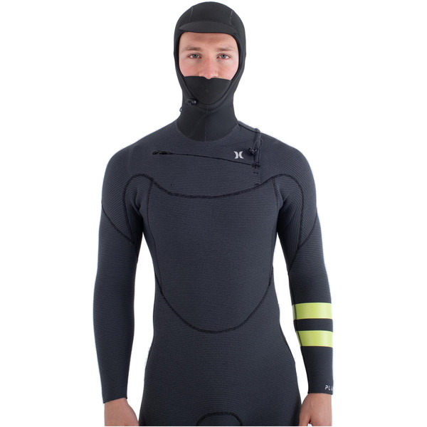 2025 Hurley Hombres Plus 5/3mm Con Capucha Chest Zip Neopreno MFS0012543 - Black / Lemon