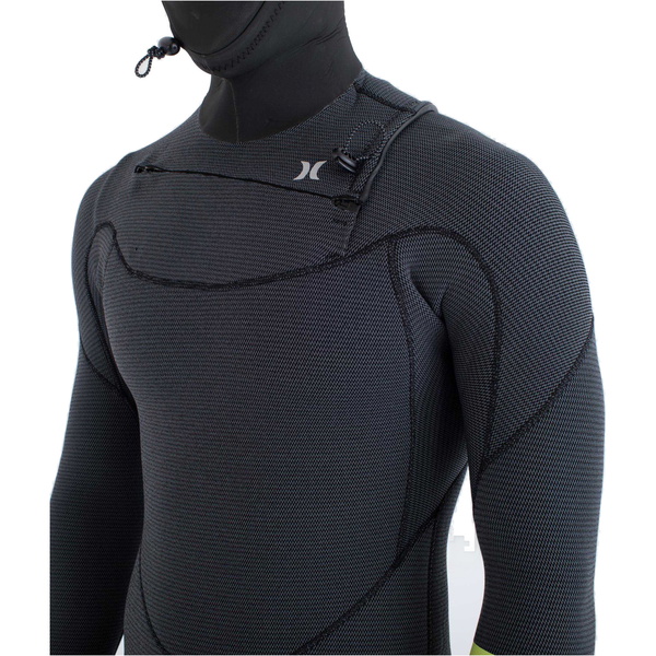 2025 Hurley Hombres Plus 5/3mm Con Capucha Chest Zip Neopreno MFS0012543 - Black / Lemon