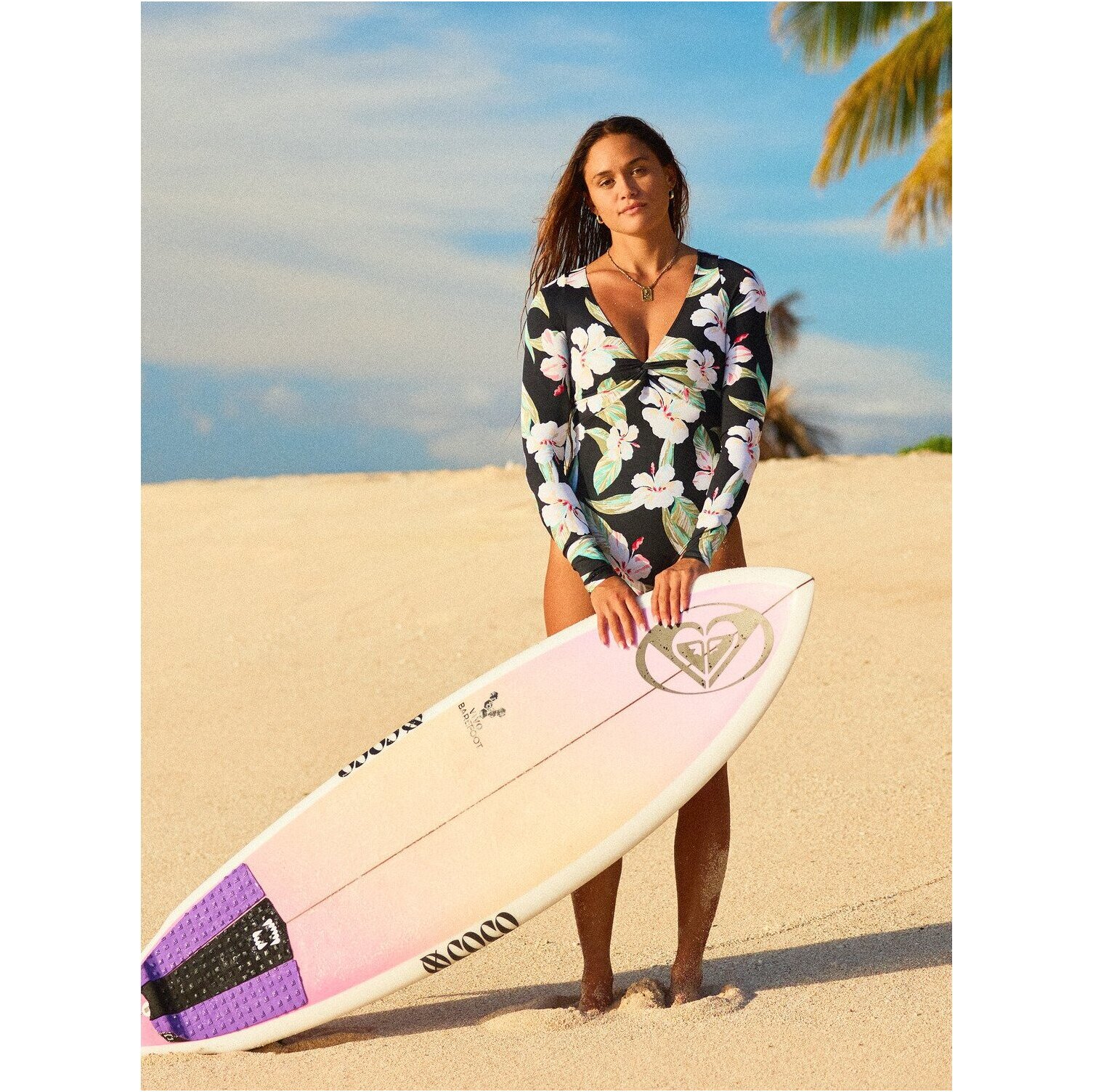 2026 Roxy Mujer Traje De Surf Clásico De Manga Larga Beach Classic ERJWR03923 - Anthracite Spring Charming