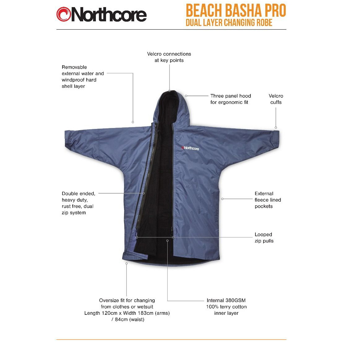 2026 Northcore Beach Basha Pro 4 Estaciones Cambiantes Robe Noco24j - Azul