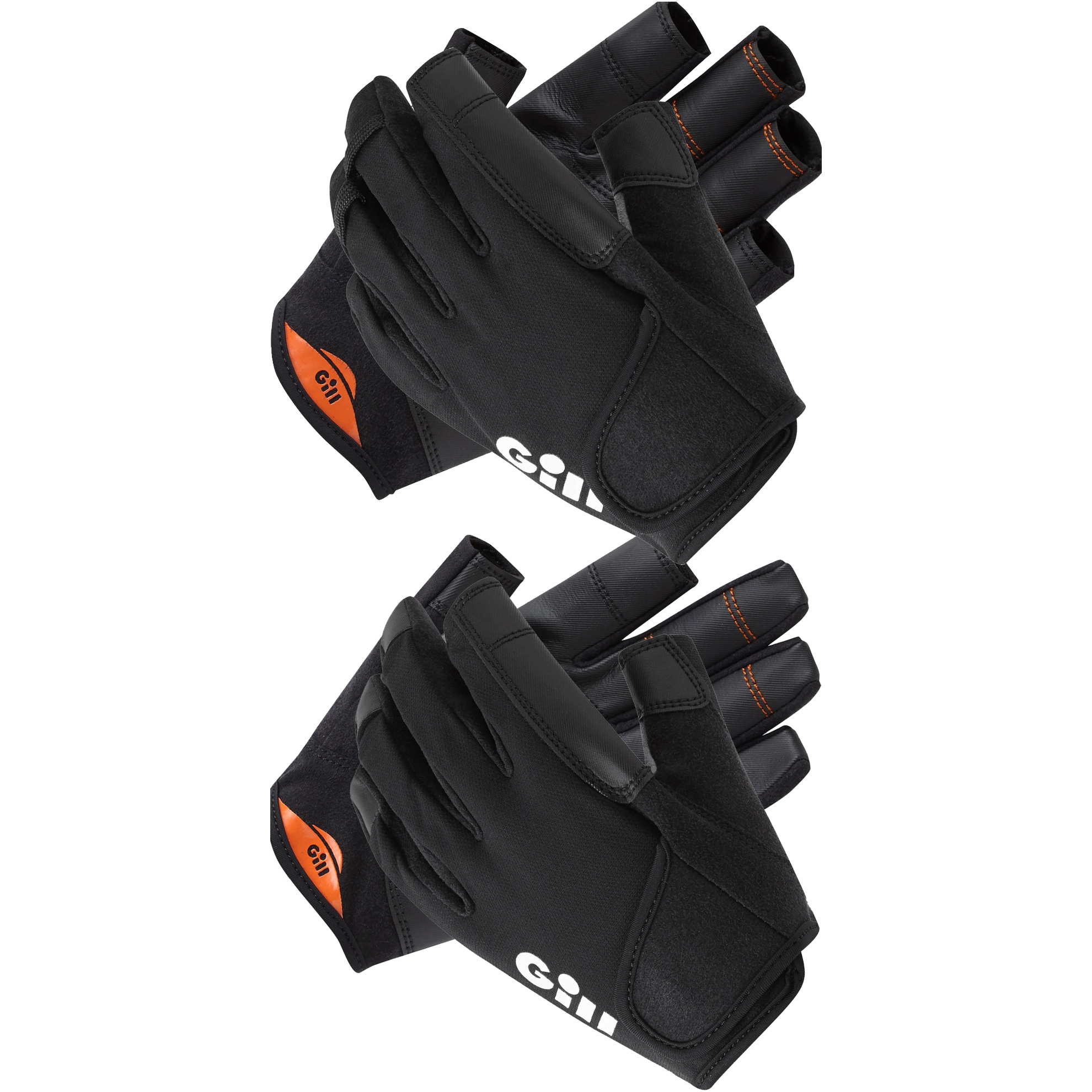 Guantes De Vela De Dedos Cortos Y Largos Campeonato Doble Paquete Gill - Negro