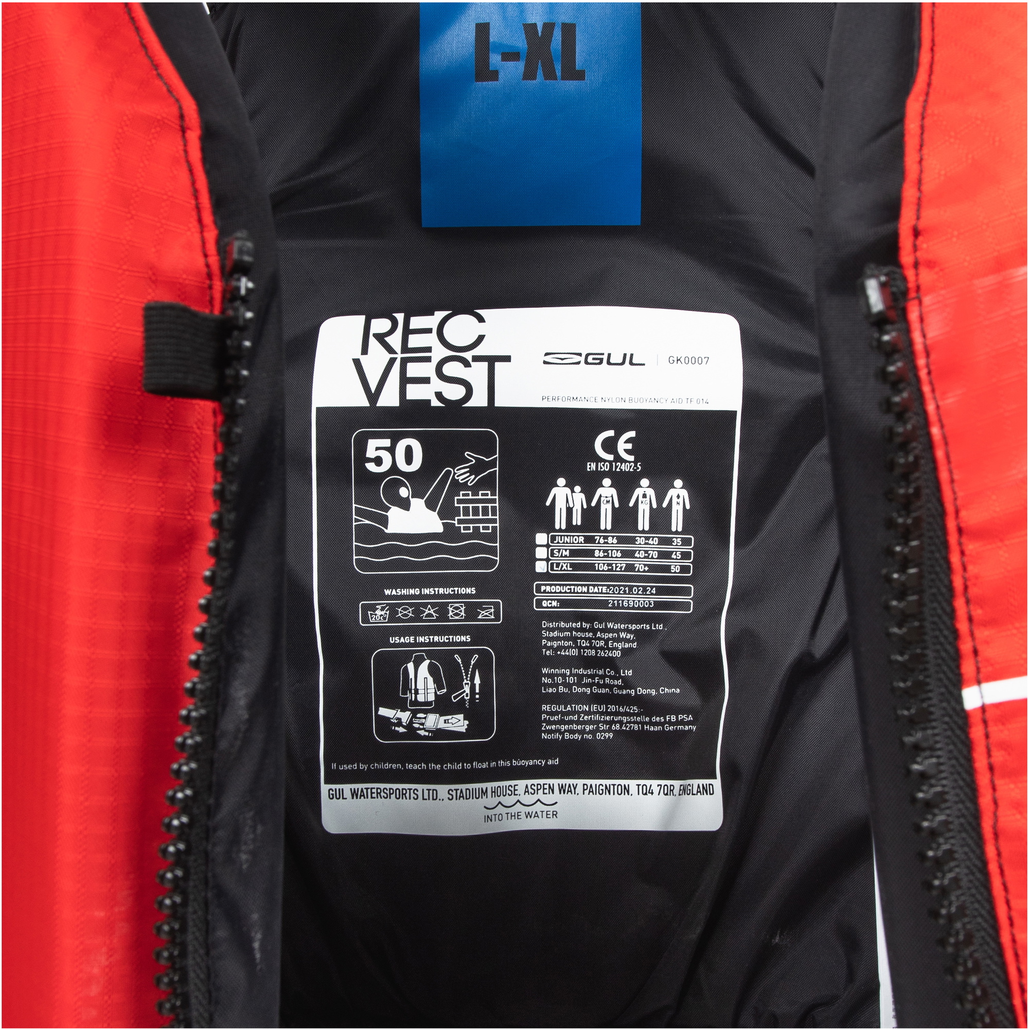 2026 Gul Junior Chaleco Recreativo Ayuda A La Flotabilidad Gk0007-B7 - Red / Black