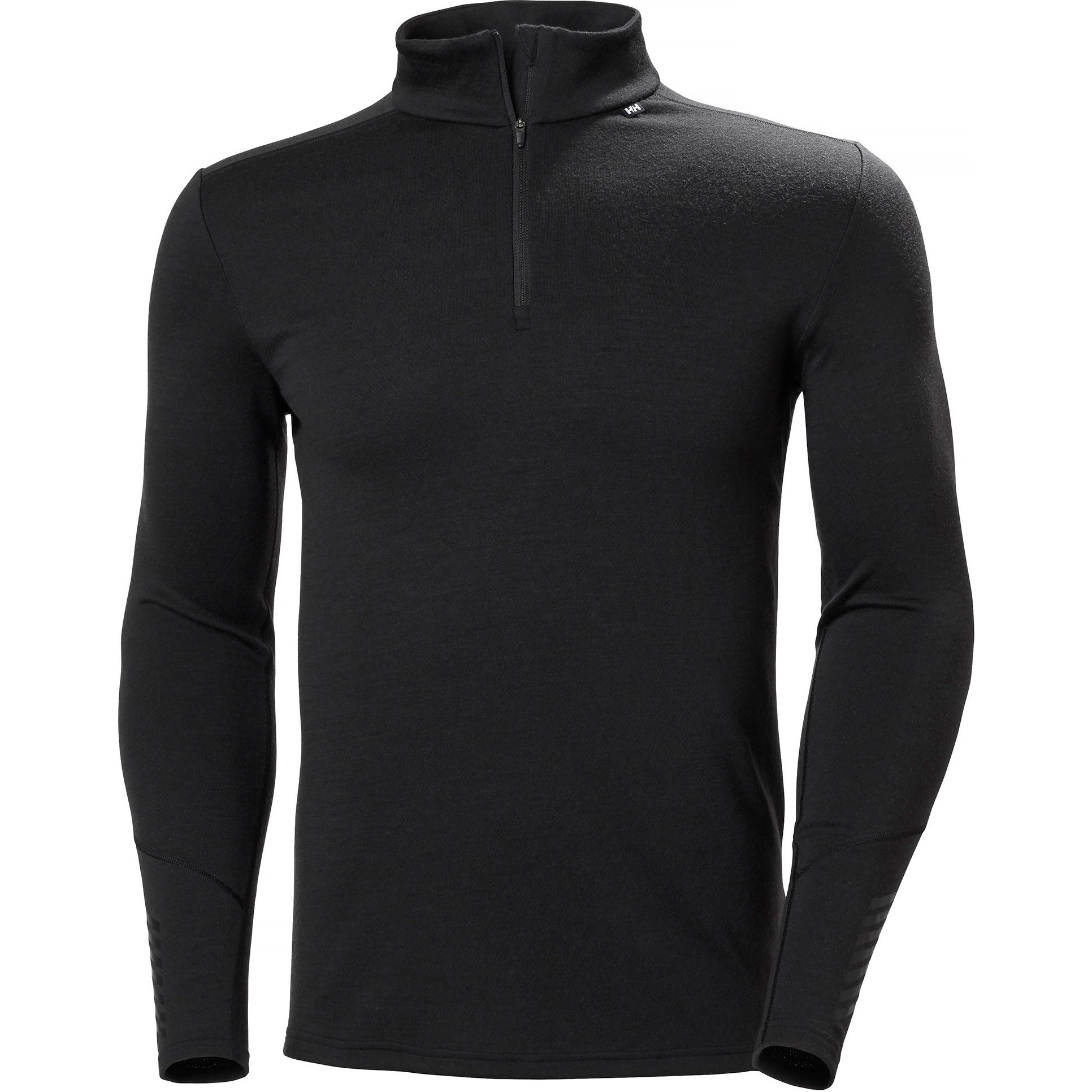 2025 Helly Hansen Hombres Lifa Camiseta De Peso Medio Merino Con Media Cremallera 49363 - Black