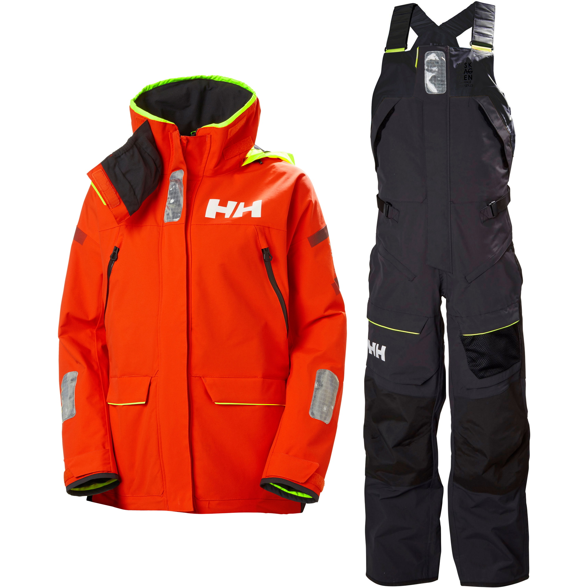 2021 Helly Hansen Conjunto Combinado De Chaqueta Y Pantalón De Navegación En Alta Mar Skagen Para Mujer - Cherry Tomato / Ebony