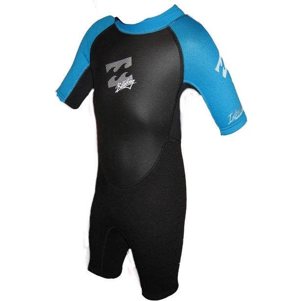 Billabong Niño 2mm Intruder Shorty de neopreno en negro / azul del Caribe D42B03