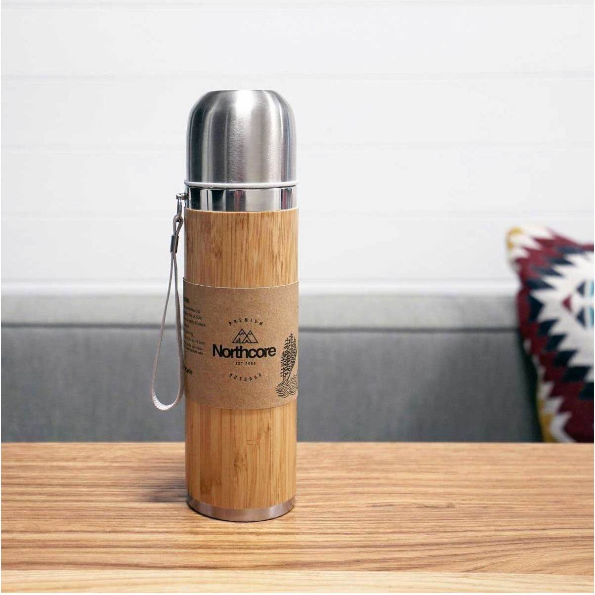 2026 Northcore Petaca De Bambú Y Acero Inoxidable Con Taza 360ml NOCO97B