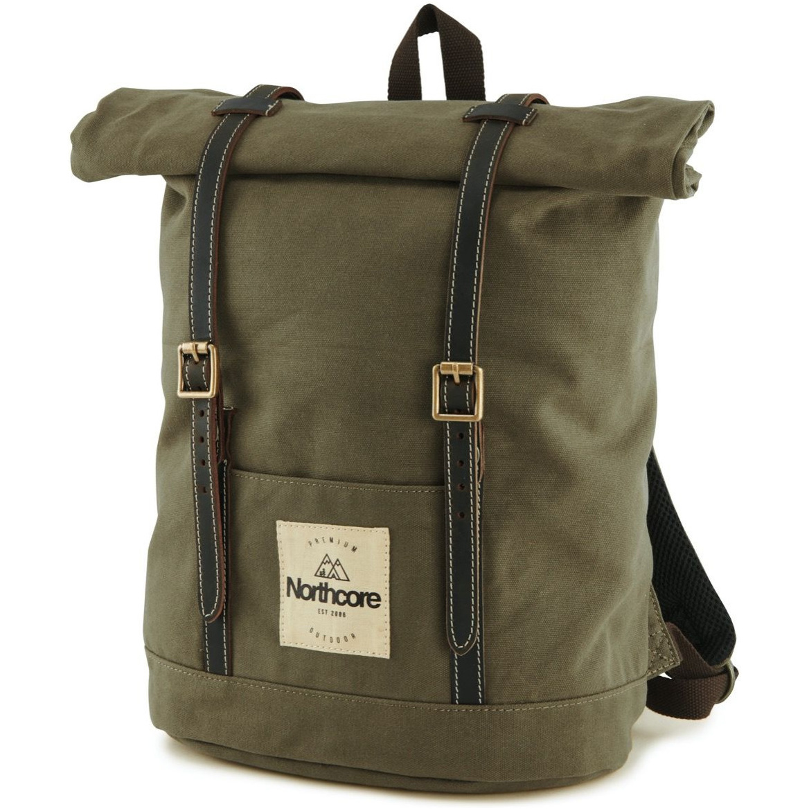 2026 Northcore Waxed Canvas Backpack NOCO118 - Olive Green