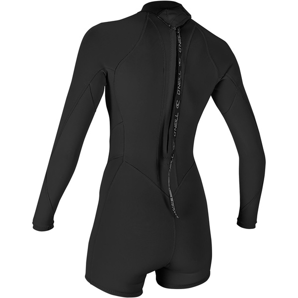 2026 O'Neill Bahía De Las Mujeres 2/1mm Back Zip De Manga Larga Shorty Traje Negro 5291