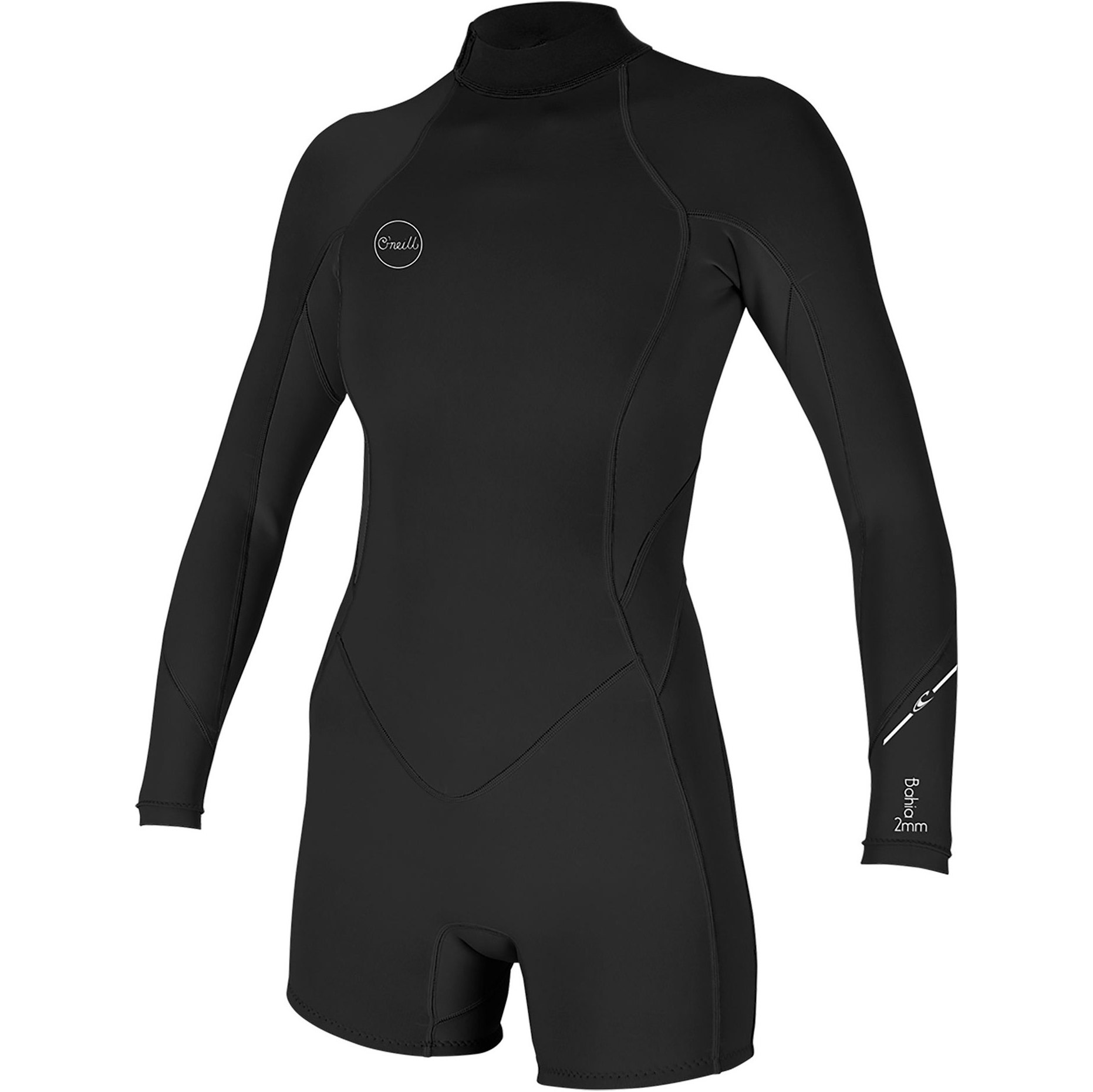 2026 O'Neill Bahía De Las Mujeres 2/1mm Back Zip De Manga Larga Shorty Traje Negro 5291
