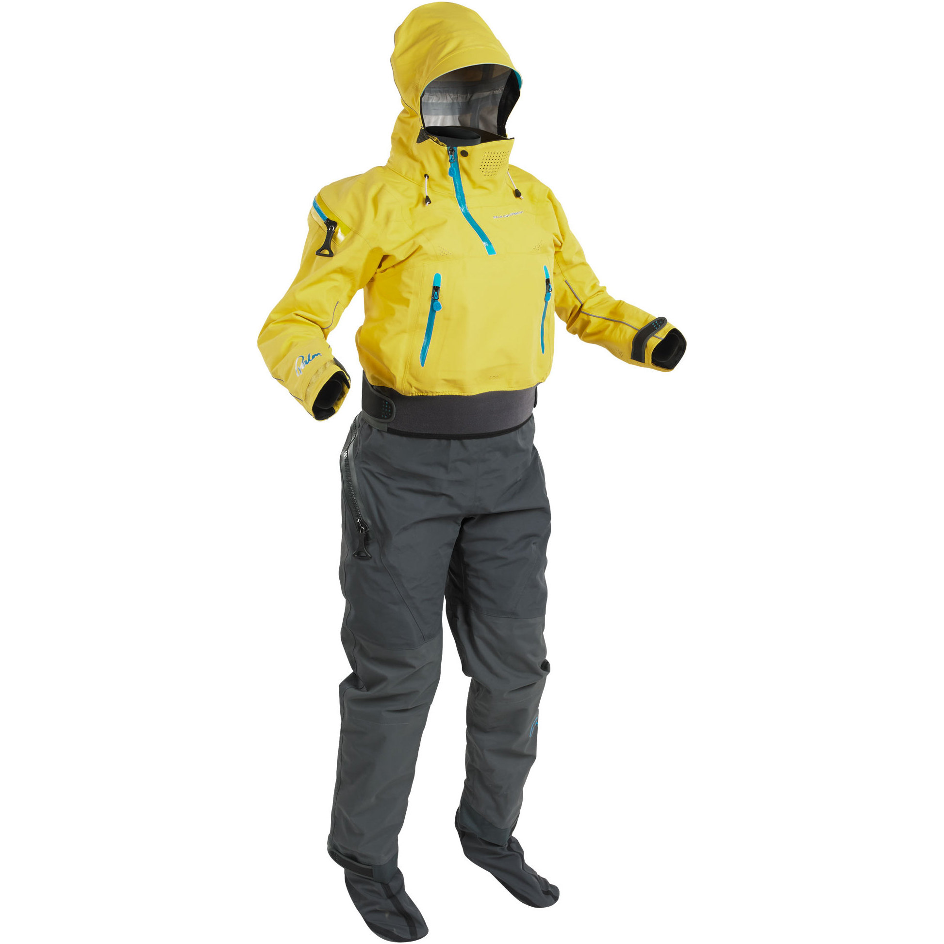 2025 Palm Mujer Bora Touring Kayak Drysuit 12383 - Yellow / Jet Grey