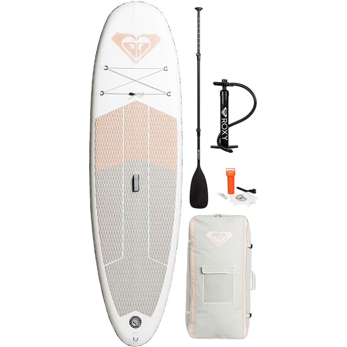 2018 Roxy ISUP 10'6 Hinchable Stand Up Paddle Board Sunrise Pink Inc. Bomba, Paddle, Bolsa y Correa EGLISRX106