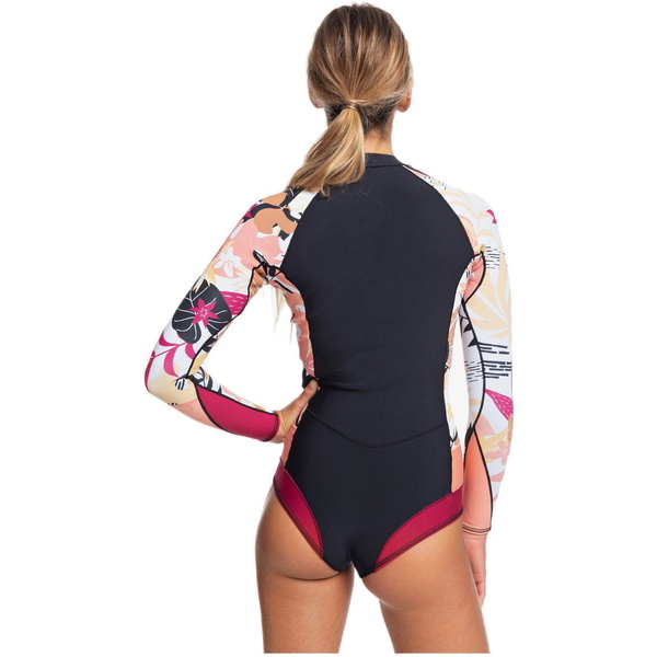 2020 Roxy Womens 1mm Pop Surf Long Sleeve Cheeky Spring Shorty Wetsuit ERJW403021 - Black / Terracotta