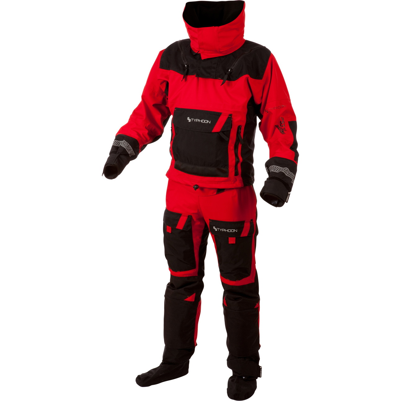 2019 Typhoon Kayak Ps330 Xtreme / Océano Vela Drysuit + Con Cremallera Negro / Rojo 100151