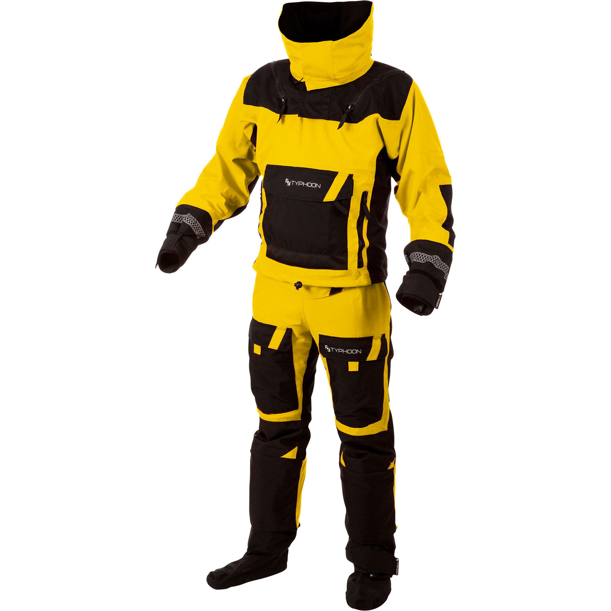 2019 Typhoon PS330 Xtreme Kayak / Ocean Drysuit + Con Zip Yellow / Black 100160