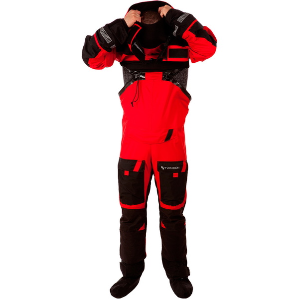 2019 Typhoon Kayak Ps330 Xtreme / Océano Vela Drysuit + Con Cremallera Negro / Rojo 100151