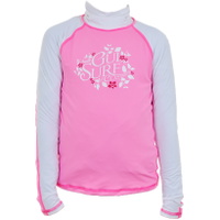 Junior manga larga Surf Rash chaleco en rosa / blanco