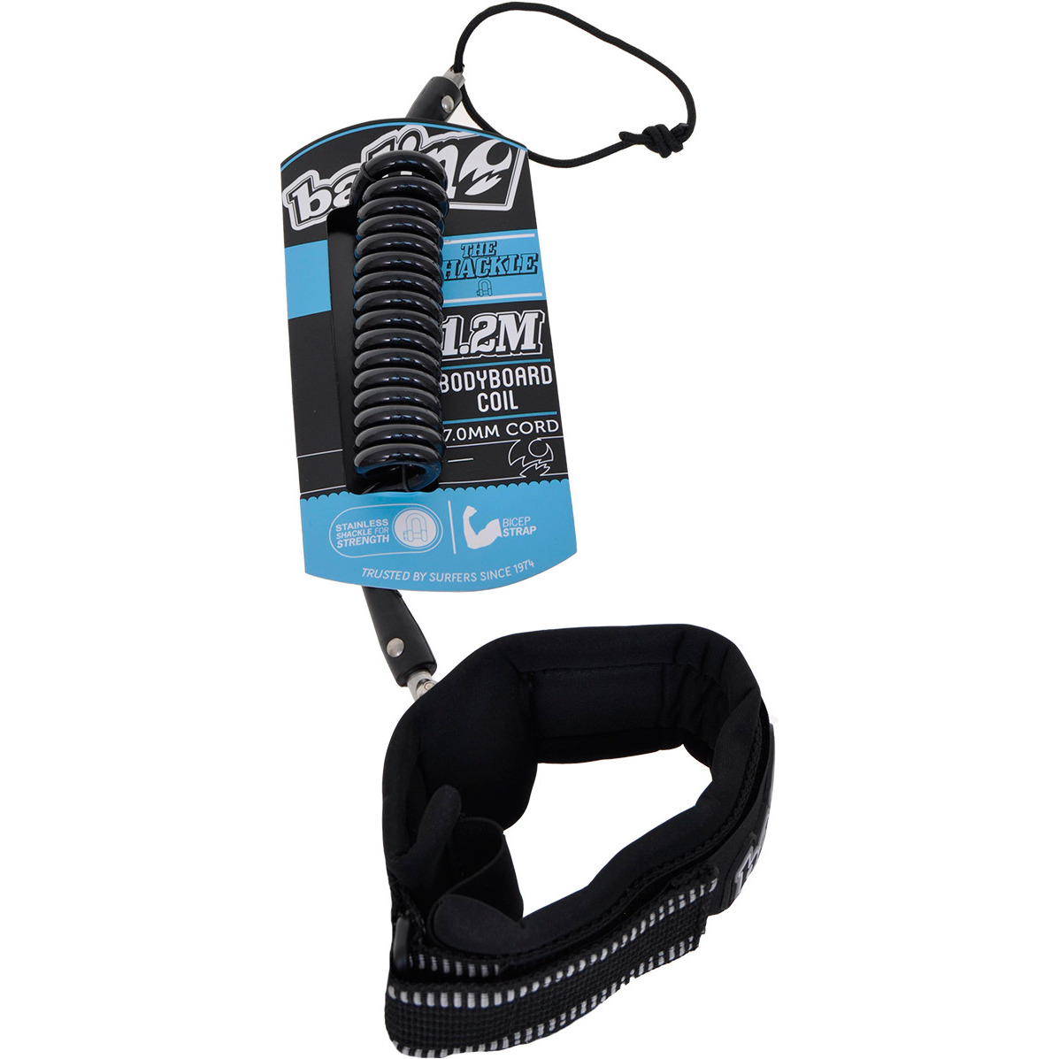 Balin The Grillete Doble Bobina Bíceps Giratoria 1.2m Correa De Bodyboard Negro - Grande