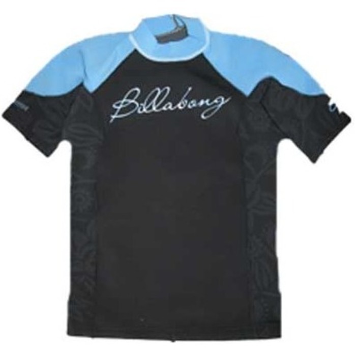 Billabong Damas de Split S / S 1 mm Neo Top en Negro / Pacific Blue V4EQ06