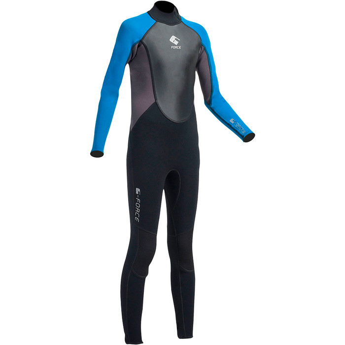 2020 Gul G-Force Junior 3mm Back Zip Flatlock Wetsuit Black / Zafer GF1307-A9