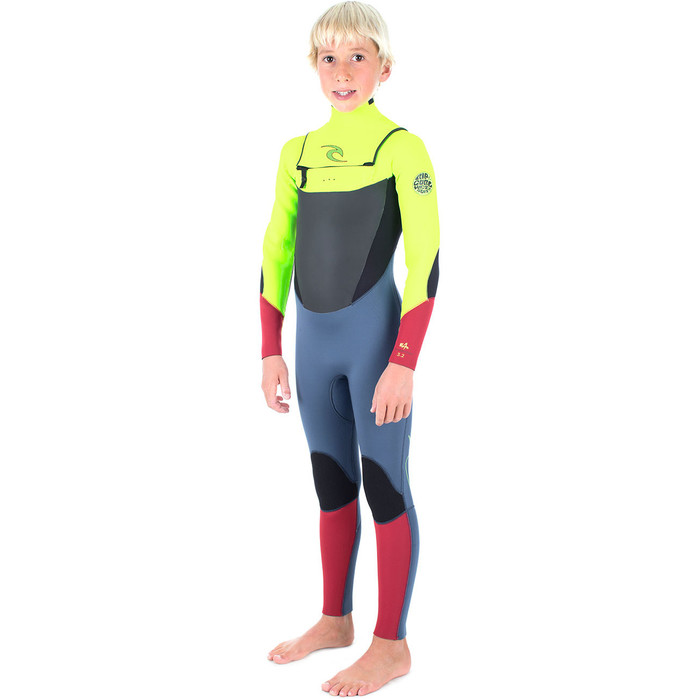 Rip Curl Junior Dawn Patrol 5/3mm GBS Chest Zip Wetsuit FLURO LEMON WSM6GB