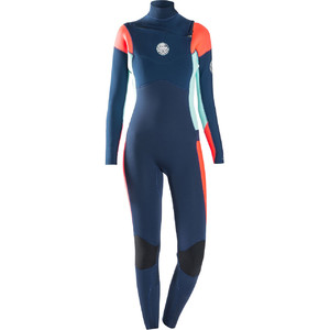 Rip Curl Womens Dawn Patrol 4/3mm GBS Chest Zip Wetsuit NAVY WSM6JW