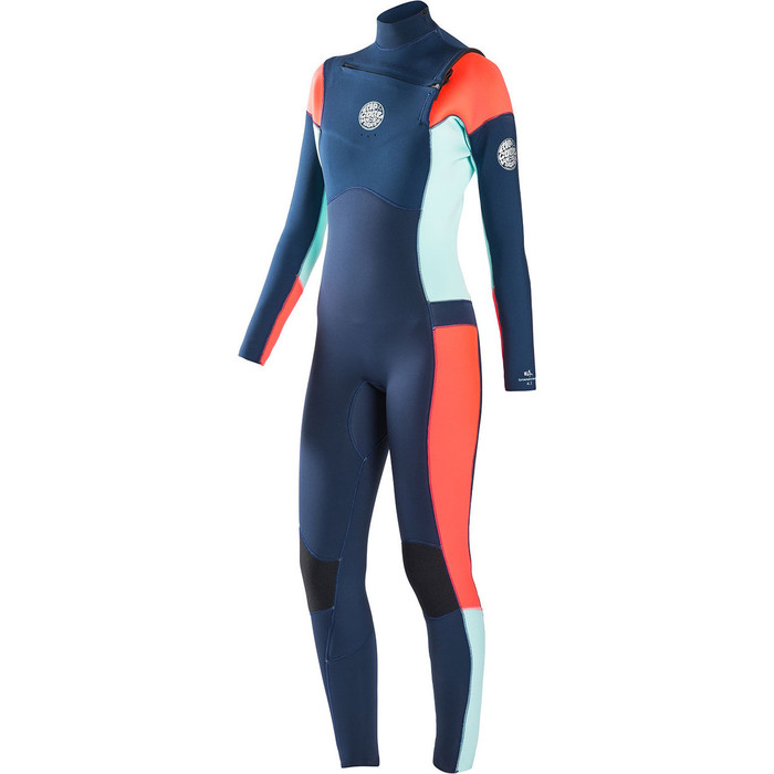 Rip Curl Womens Dawn Patrol 4/3mm GBS Chest Zip Wetsuit NAVY WSM6JW