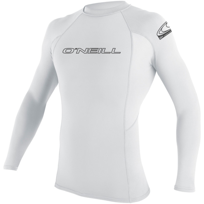 2024 O'Neill Mens Basic Skins Long Sleeve Crew Rash Vest 3342 - White