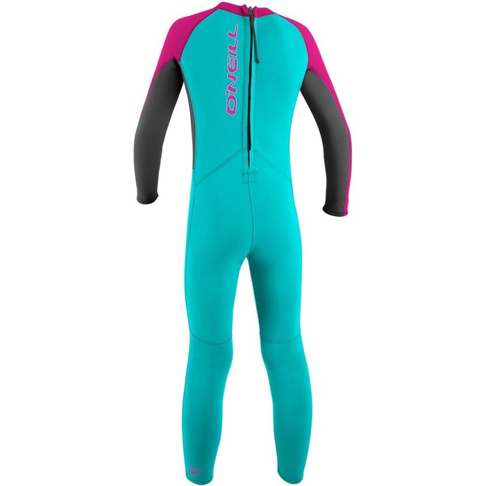 2024 O'Neill Toddler Reactor 2mm Back Zip Wetsuit 4868 - Aqua / Berry