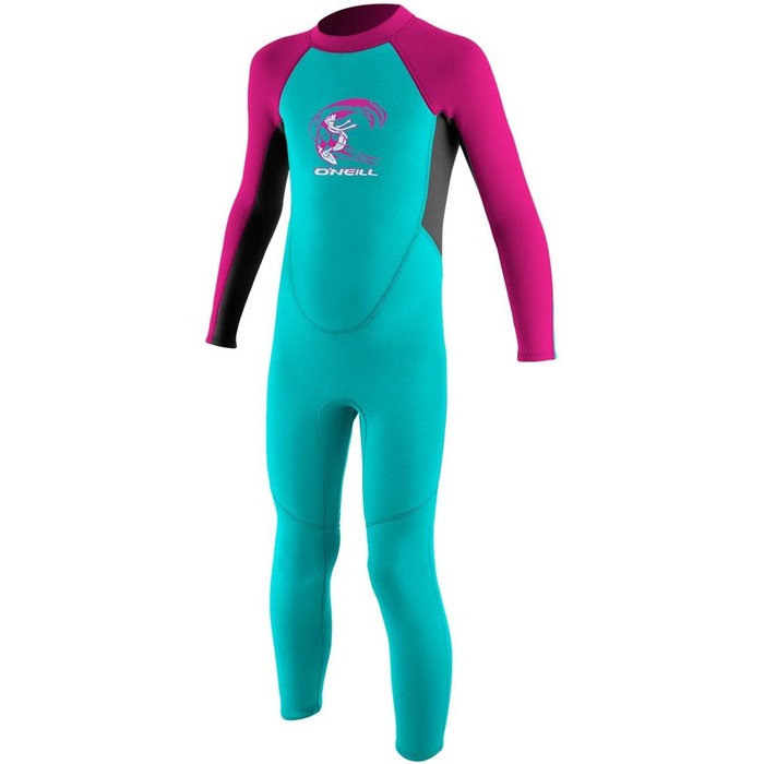 2024 O'Neill Toddler Reactor 2mm Back Zip Wetsuit 4868 - Aqua / Berry