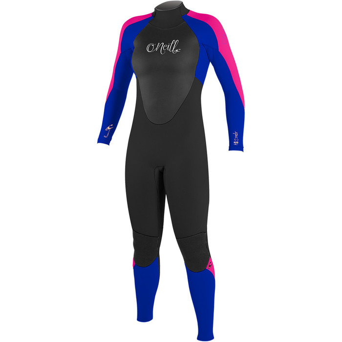 2018 O'Neill Youth Girls Epic 5 / 4mm Cremallera trasera GBS Wetsuit NEGRO / AZUL / BERRY 4219G