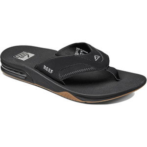 2024 Reef Mens Fanning Flip Flops BLACK SILVER R2026