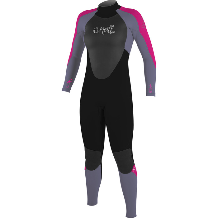 2019 O'Neill Youth Girls Epic 3/2mm Back Zip GBS Wetsuit Black / Mist / Berry 4215G