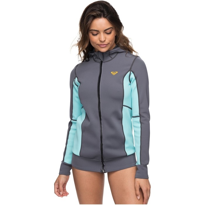 2019 Roxy Womens Syncro Paddle Jacket Deep Grey / Glacier Blue ERJW803013