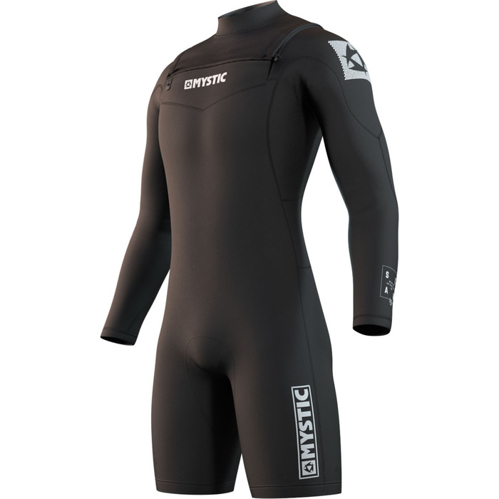 2024 Mystic Mens Star 3/2mm Long Sleeve Chest Zip Shorty Wetsuit 210308 - Black