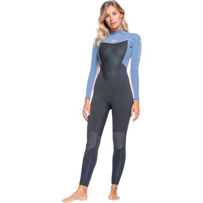 2024 Roxy Womens Prologue 4/3mm Back Zip Wetsuit ERJW103072 - Cloud Black / Powdered Grey / Sun Glow