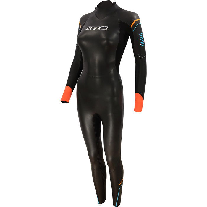 2022 Zone3 Mujer Aspect 3/2mm Breaststroke Open Water Swimming Neopreno WS21WAP - Black / Blue / Orange