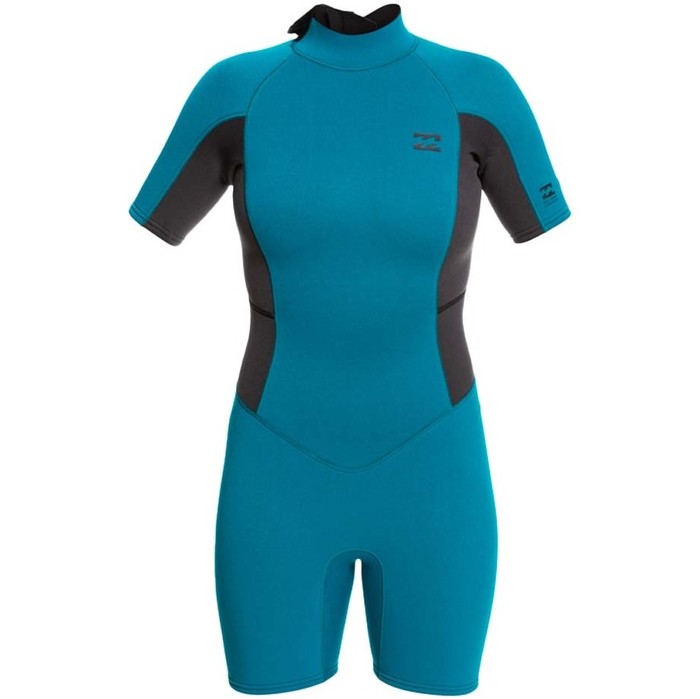 2022 Billabong Womens Launch 3/2mm Back Zip Shorty Wetsuit Z42G91 - Pacific