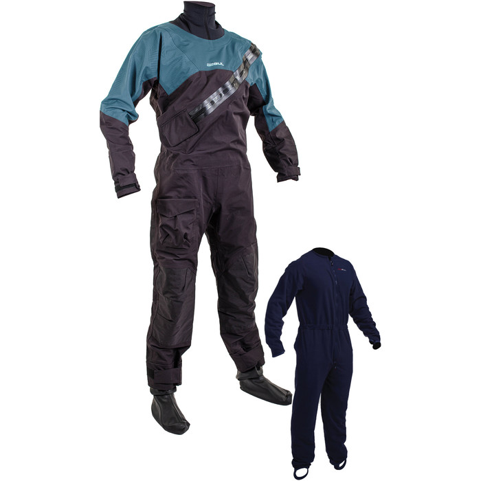 2024 Gul Junior Dartmouth Eclip Zip Drysuit & Underfleece GM0389-B9 - Black / Blue