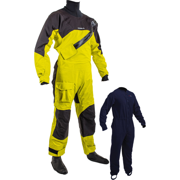 2024 Gul Junior Dartmouth Eclip Zip Drysuit & Underfleece GM0389-B9 - Sulphur / Black