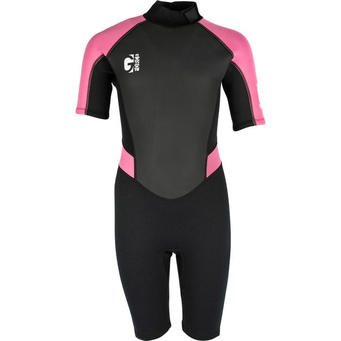 2024 Gul Junior G-Force 3mm Back Zip Shorty Neopreno GF3308-B7 - Black / Pink