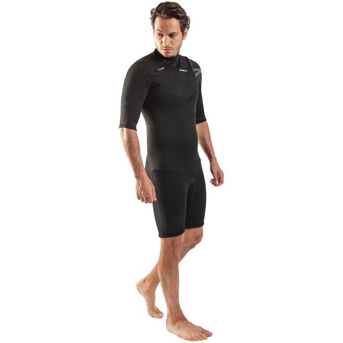 2024 Gul Mens Echo 3/2mm Chest Zip Shorty Wetsuit RE3325-C1 - Black / Contour camo